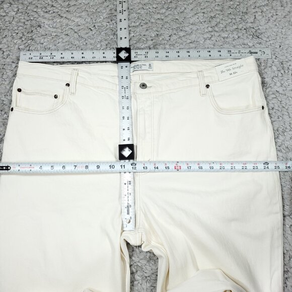 Abercrombie 90s Straight Ultra High Rise Jeans White Cream Size 22 36 Stretch - Picture 6 of 7